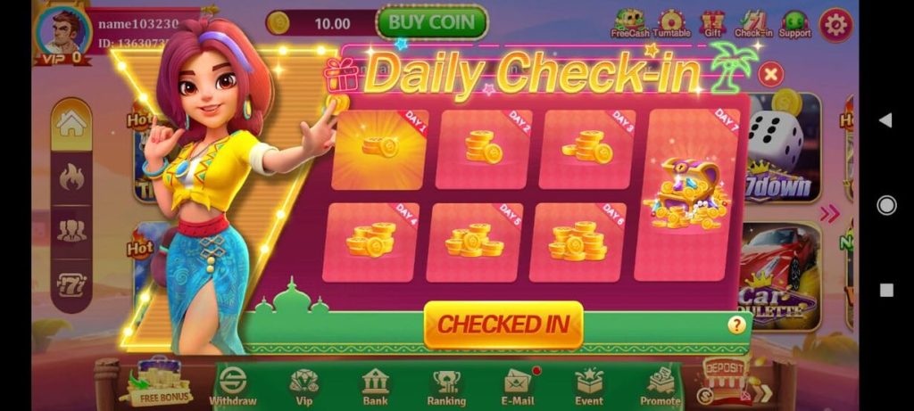 Lucky 33 Game Daily check-in bonuses