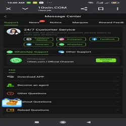 10WIN Game customer service screenshoot